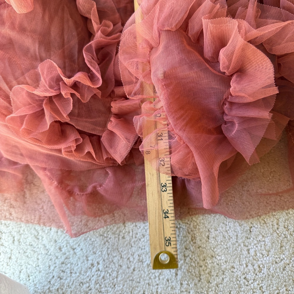 Anthropologie Felicity Tulle Midi Skirt Womens Size S Dusty Rose Ruffle Mesh - Picture 7 of 12